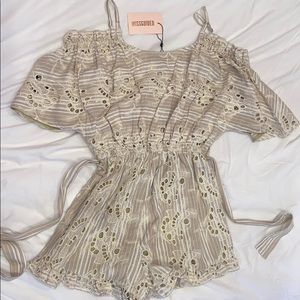 Missguided broderie cold shoulder romper